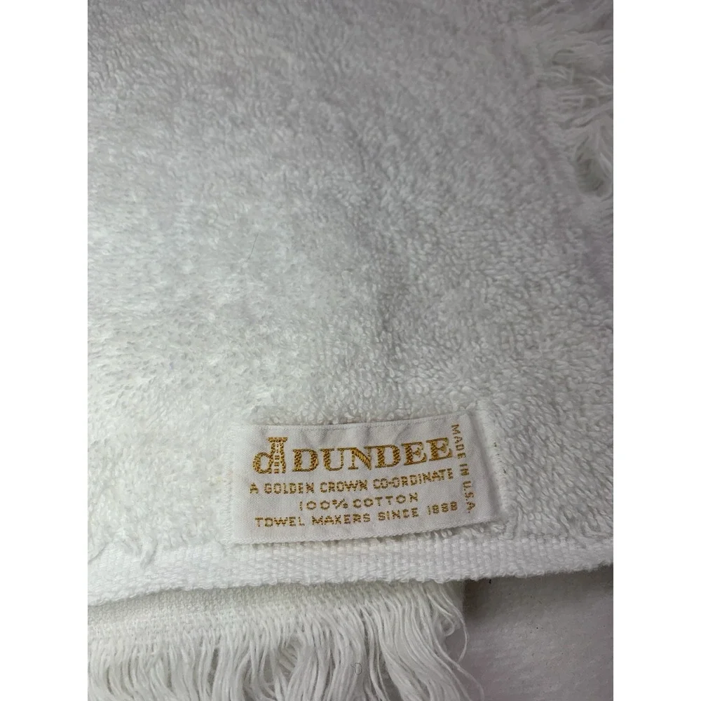 Vintage Dundee White Black Embroidered Towel Set 3 Pieces Bath Hand Wash USA